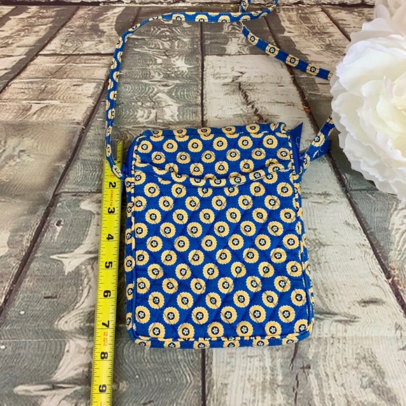 Vera Bradley Mini Crossbody Blue Yellow Print - Picture 4 of 11